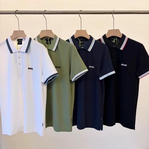 F032080日常通勤刺绣翻领撞色条纹设计提花拼接polo衫 商品图0