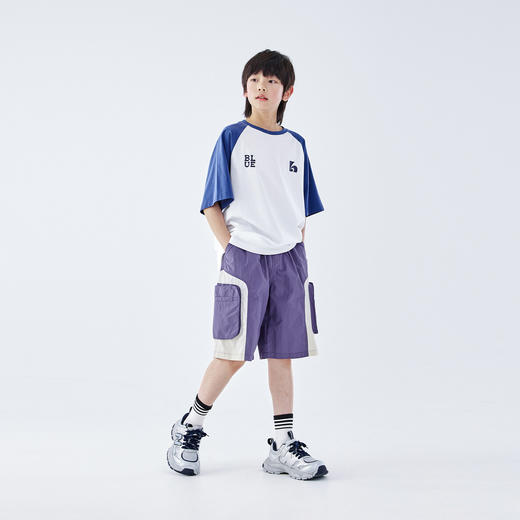 蓝汽水2026夏季新品男童运动户外训练青少年轻薄机能撞色口袋短裤 商品图1