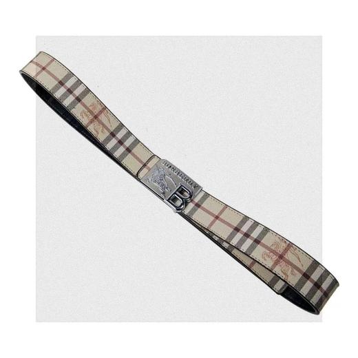 F032087复古方框造型镂空字母板扣配色格纹高品质皮带 商品图0