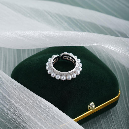 子佩集【银河缪斯】银S925珍珠AOYA奥雅戒指【MLJZ027】3.5mm珠单圈满珠2512 商品图4