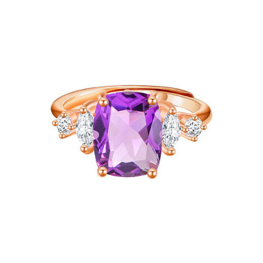 【紫水晶戒指】S925银均码时尚彩色宝石首饰品送女士节日礼物JR25061-水晶CC 商品图0