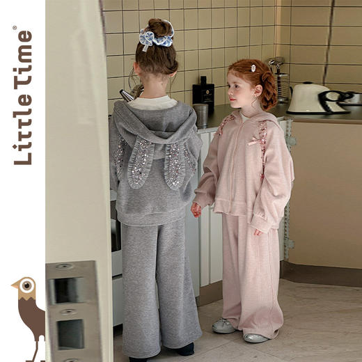 littletime女童套装2026秋冬新款儿童可爱兔子连帽卫衣卫裤两件套 商品图1