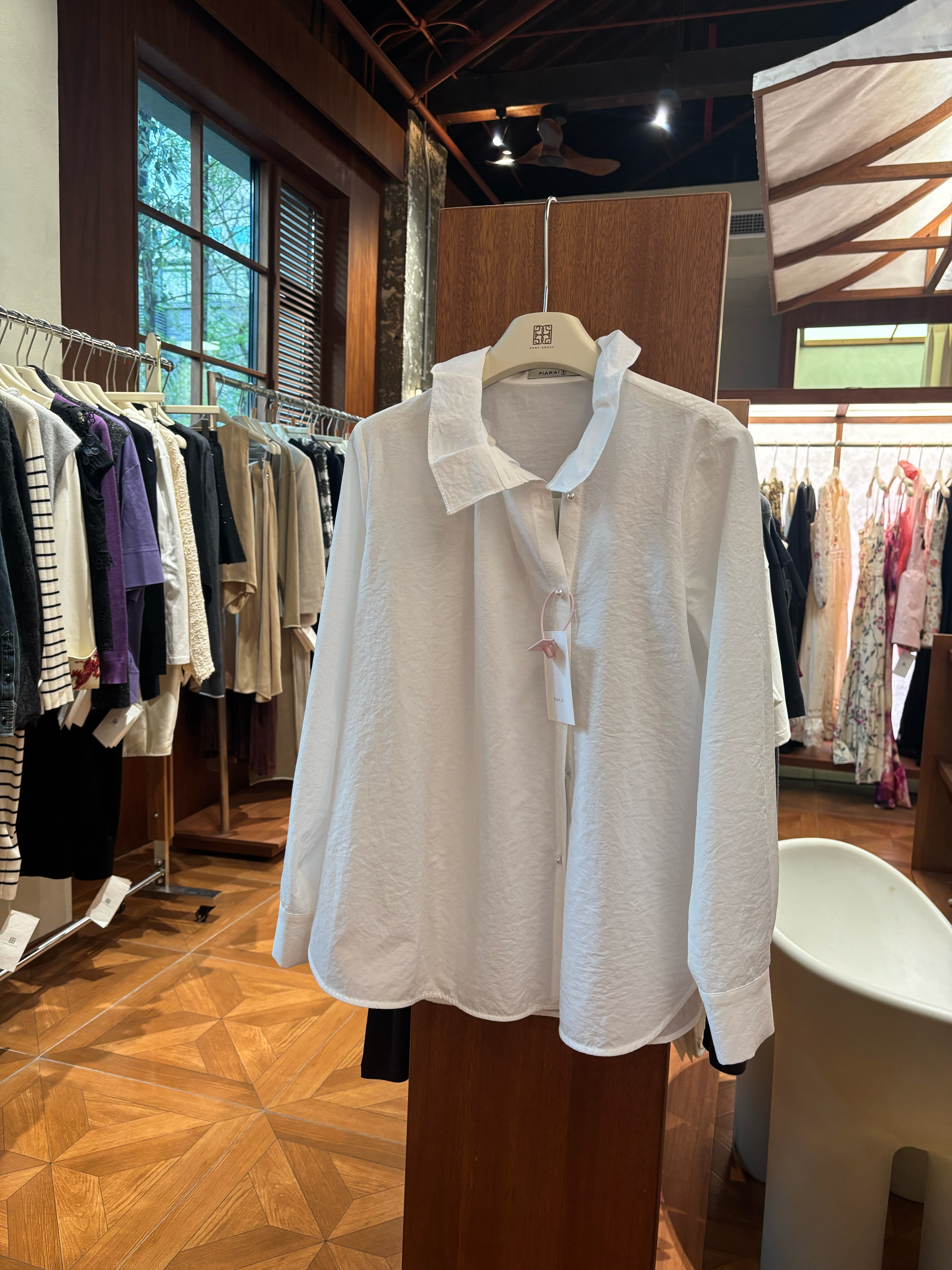 PIANAI冷小姐# 白色花边领全棉衬衣