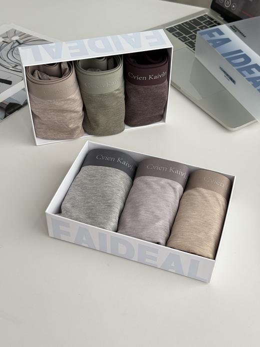 二店z 【一组3条】是蚕丝底裆哦！Cvien•k60S兰精莫代尔一片式无痕男内裤 商品图3