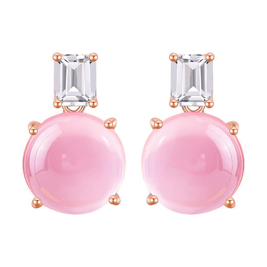 【天然粉水晶芙蓉石耳钉】 S925银饰品送女生节日礼物一物一证JE25023-水晶CC 商品图5