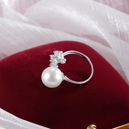 子佩集【结露凝香】银S925珍珠AOYA奥雅戒指【MZJZ001】10mm珠蝴蝶结2512 商品图3