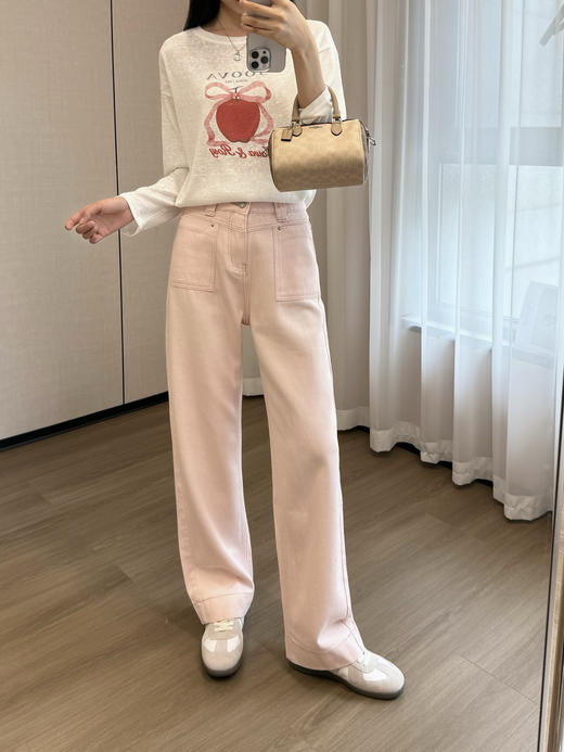 100%斜纹棉会呼吸的面料直筒牛仔裤 商品图7