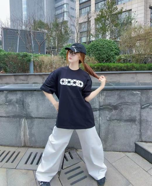 F032089镂空圆领套头新款男女同款纯棉刺绣美式复古短袖T恤 商品图7