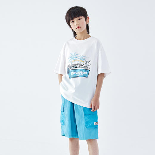 蓝汽水2026夏季新品男童凉感UPF50+防晒抗菌海滩度假风短袖T恤 商品图2