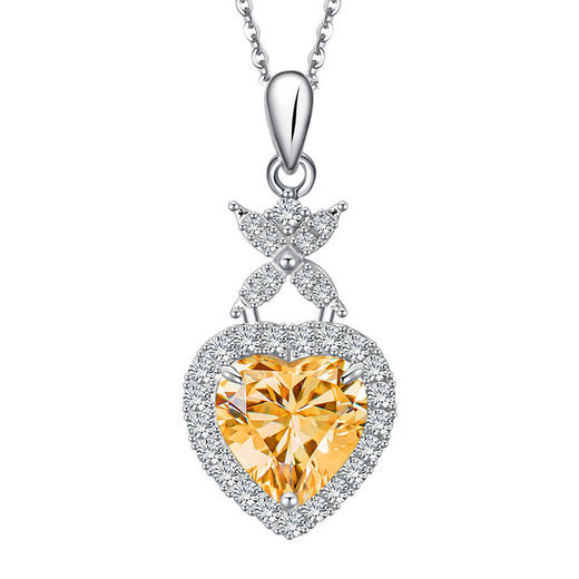 【黄水晶项链/耳钉】S925银轻奢时尚爱心吊坠饰品送女生日节日礼物JP25028/JE25028-水晶CC 商品图6