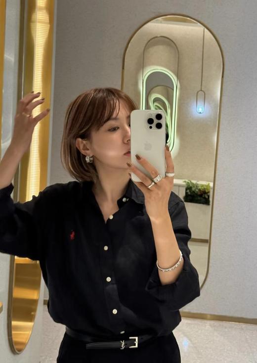 F032051夏日透气凉感亚麻纯色休闲舒适肩线利落翻领衬衫 商品图8