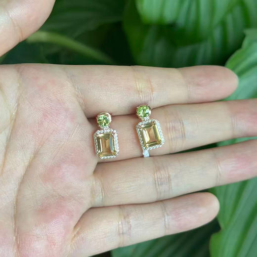 【黄水晶彩色耳钉】周六（3.21）中午12点开始 S925银宝石橄榄石耳饰品送女士礼物JE25063-水晶CC 商品图1