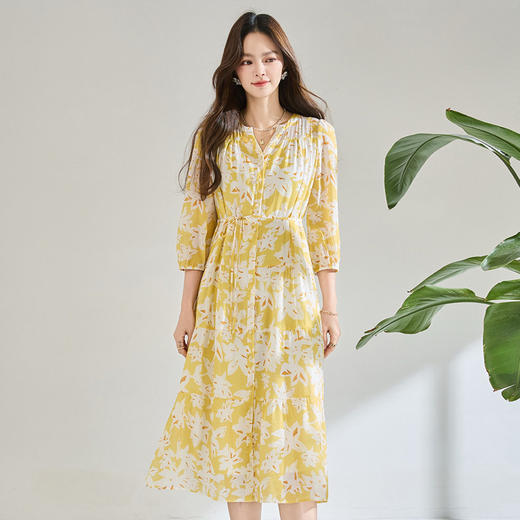 「高货sh」全新升级【铂金会员293/天猫399/差价106】(94059)洛诗琳法式印花连衣裙女2026春夏气质碎花收腰茶歇A字裙 商品图1