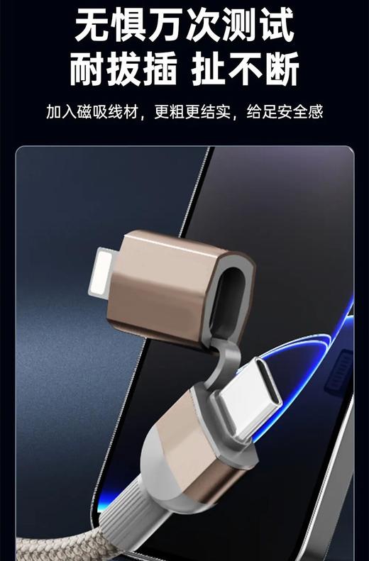 【四合一磁吸快充线】65W快充+磁吸收纳！全能接口，兼容手机平板笔记本等！耐磨耐用，安全高效两不误！【XW-X】 商品图1