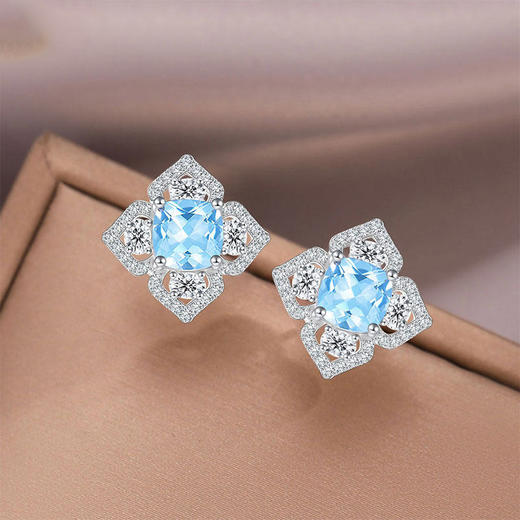 【托帕石项链/耳钉】S925银时尚彩色宝石吊坠饰品送女节日礼物JP25038/JE25038-水晶CC 商品图8