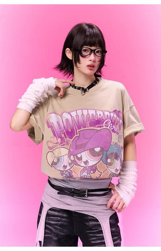 【飞/天小女警联名】高质感复古做旧短袖T恤 商品图3