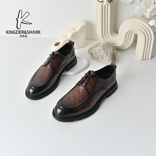 经典鲨2026年春季专柜新品牛皮革黑色系带男士正装商务皮鞋KW251-613011 商品图1