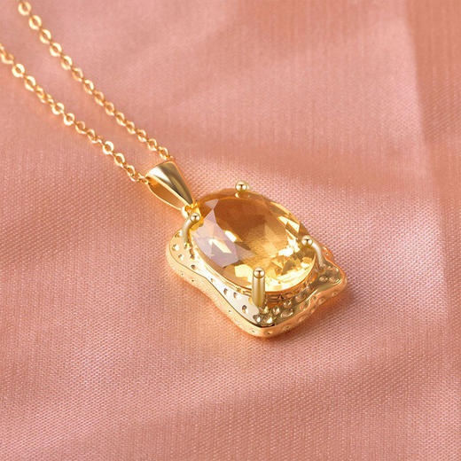 【黄水晶项链/耳钉】周六（3.21）中午12点开始 S925银轻奢时尚彩宝吊坠饰品送女士节日礼物JP25060/JE25060-水晶CC 商品图4