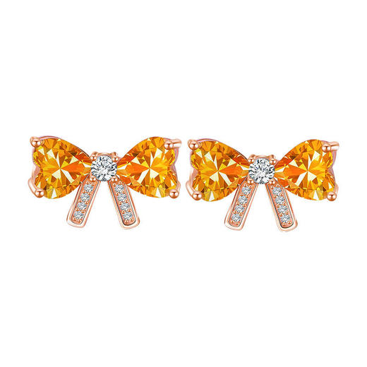 【黄水晶耳钉】S925银轻奢爱心蝴蝶结饰品送女生节日礼物一物一证JE25018-水晶CC 商品图1