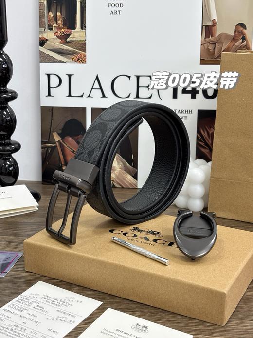 蔻驰男士皮带马鞍口+月牙双扣头牛皮革腰带 商品图3