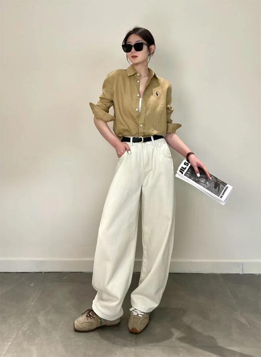 F032051夏日透气凉感亚麻纯色休闲舒适肩线利落翻领衬衫 商品图2