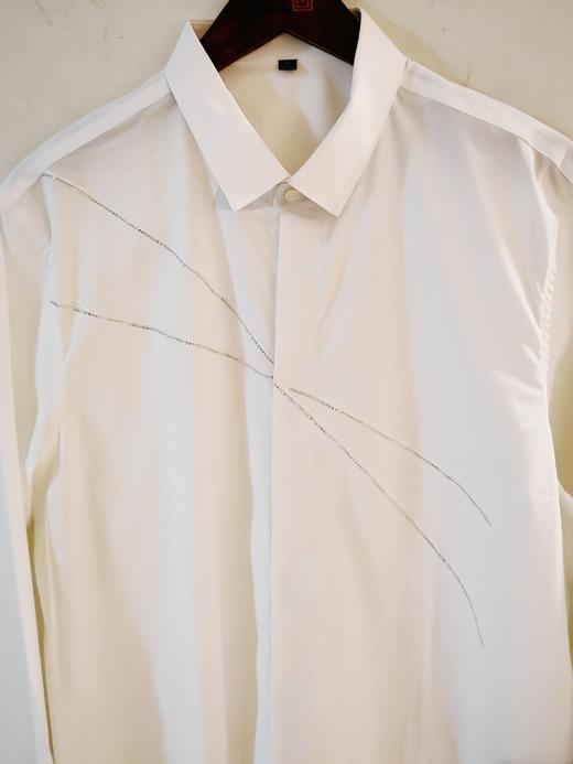 男士修身天丝棉时尚免熨烫，烫钻刺绣长袖商务男衬衫 商品图6