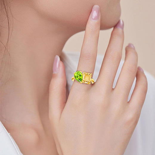 【黄水晶均码橄榄石戒指】周六（3.21）中午12点开始 S925银彩色宝石首饰品送女士礼物JR25062-水晶CC 商品图3