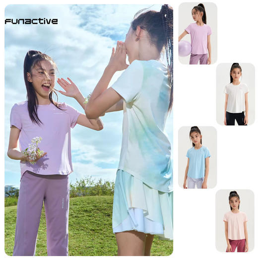 funactive女童短袖T恤儿童防晒户外运动羽毛球上衣F1GT10275 商品图0