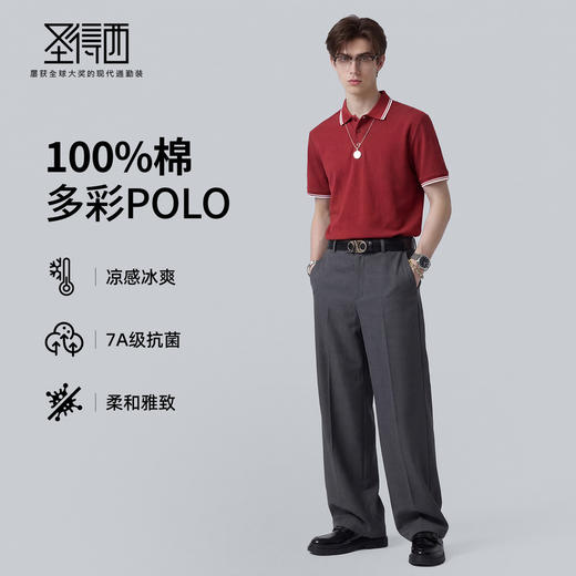 【纯棉凉感&7A抗菌】圣得西polo衫男短袖2026新款春季商务绅士T恤 商品图3
