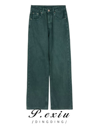 03-4潘依绣丁丁宠粉加绒时尚宽松显瘦百搭直筒牛仔裤女长裤 K6025