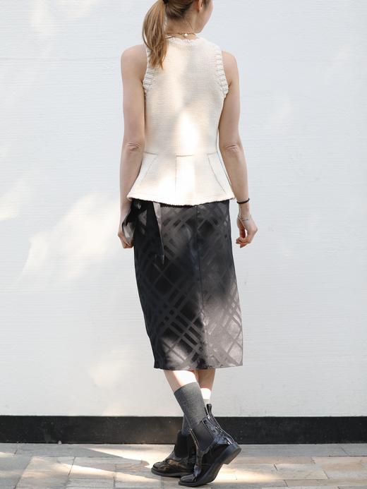 TYNVIE 荷叶边裙摆裹身裙 - 黑色格纹 商品图14