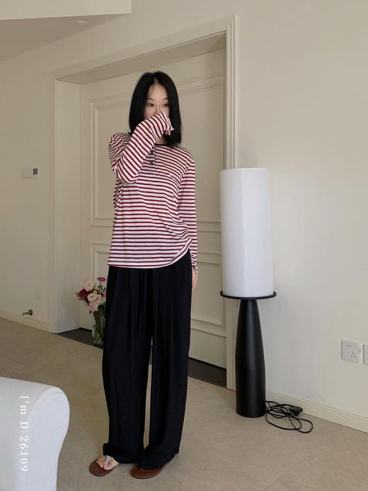 天丝条纹遛弯衣~天丝条纹T+空气阔家居服腿裤睡衣套装 柔滑如丝 吸汗透气 睡觉家居外出休闲两件套 商品图2