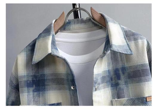 F0320130春秋款巴洛克翻领纹理感提花港风大码长袖衬衣衬衫 商品图5