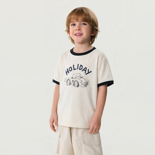 马克珍妮复古汽车男童透气凉感T2026年夏装新款560312 商品图1