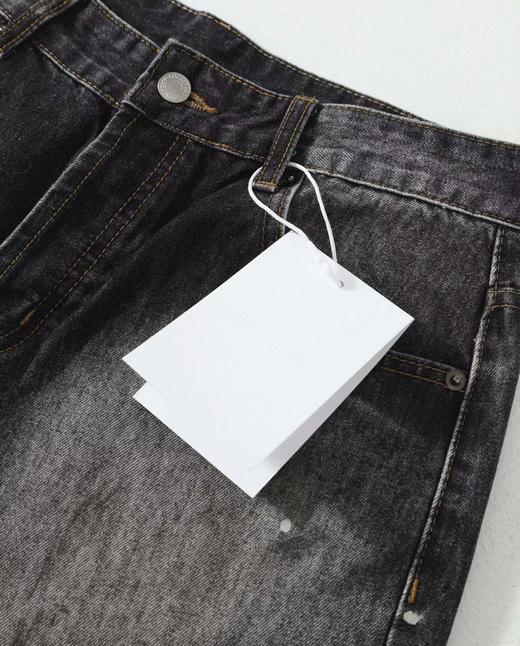 F032091泼墨涂鸦男女同款复古水洗做旧直筒微喇牛仔裤 商品图7