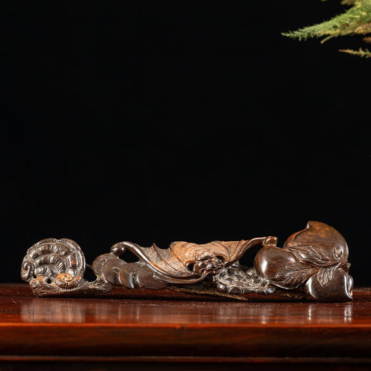 紫檀福寿双全山子摆件 商品图4