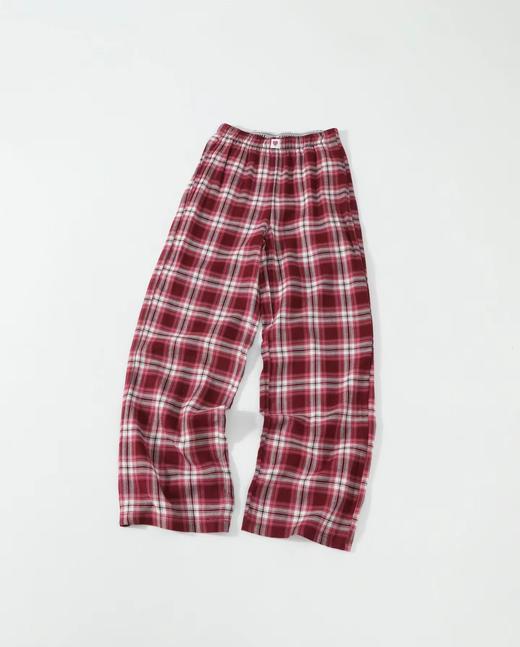 F032090情人节限定格纹字母翻边织带休闲格子长裤 商品图1