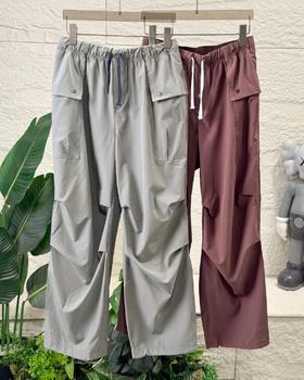 F032036户外休闲运动女孩美式运动裤女生薄尼龙宽松直筒裤