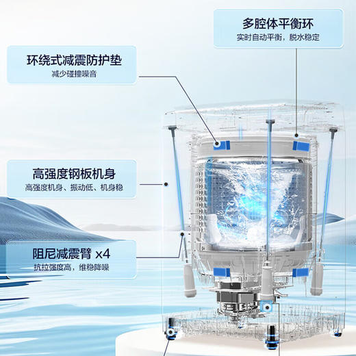 海尔波轮洗衣机全自动 10kg大容量家用一级能效六维减震超净洗 XQB100-M10P0 波轮 商品图4