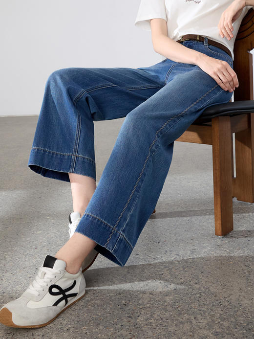 【百图lulu定制】【筷子牛仔裤】高腰 收腹 明线 柔软舒适九分牛仔裤 商品图9