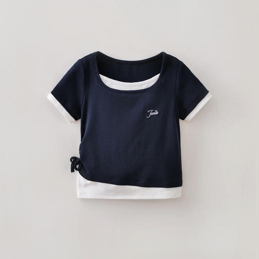 马克珍妮休闲时髦女童假两件抽褶T2026年夏装新款560561 商品图2