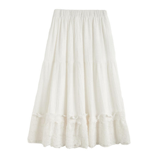 【法式纯欲风❗️白色蓬蓬半身裙】层层褶皱+蕾丝花边，显瘦藏肉百搭时尚，蕾丝拼接提升质感，高腰剪裁拉长比例，长裙子梨型身材显瘦蕾丝蛋糕裙L 商品图4