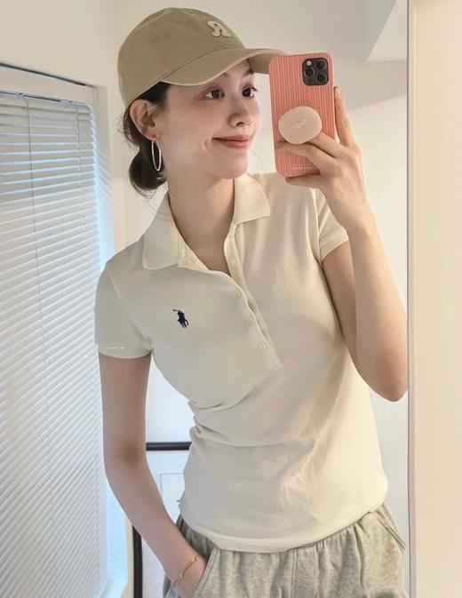 拉夫劳伦女款POLO衫修身版5粒扣纽扣弹力翻领短袖 商品图0
