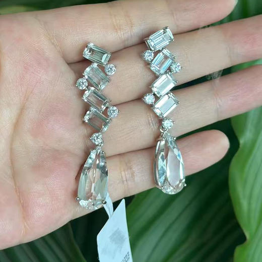 【天然白水晶耳钉】周六（3.21）中午12点开始 S925银彩色宝石耳饰品送女生生日节日礼物JE25061-水晶CC 商品图1