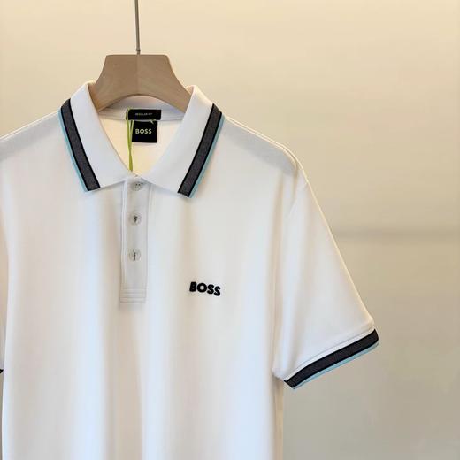 F032080日常通勤刺绣翻领撞色条纹设计提花拼接polo衫 商品图13