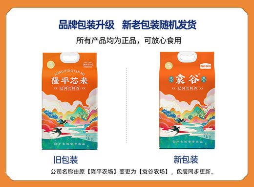 袁谷农场辽河长粒香米5kg东北蟹稻共生粳米一年一季当季新米10斤装 商品图4