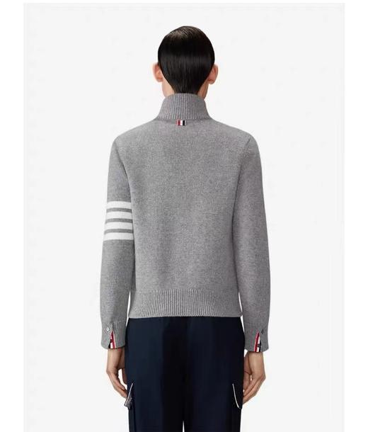 F0320136棉毛混纺半高领袖子四道杠半拉链长袖毛衣套头衫 商品图11