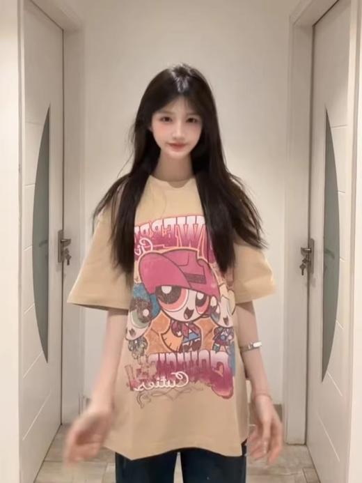 【飞/天小女警联名】高质感复古做旧短袖T恤 商品图1