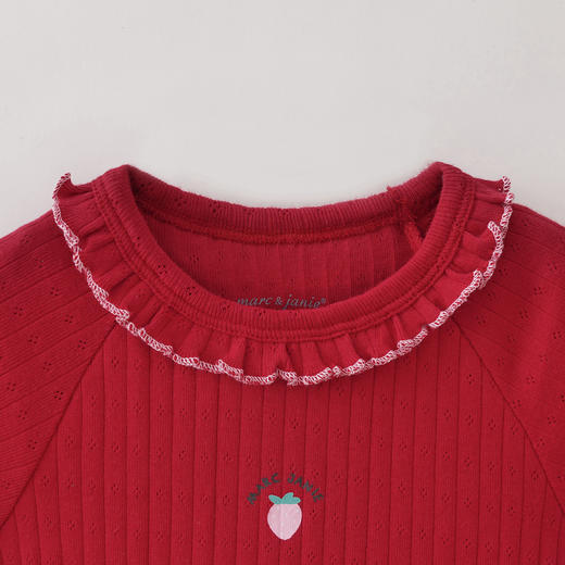 马克珍妮草莓甜心女童花边罗纹T2026年夏装新款560681 商品图4