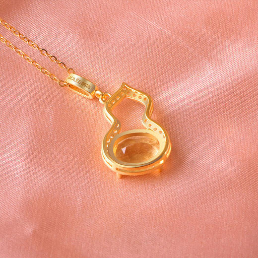 【黄水晶耳钉/项链】耳钉女S925银彩色宝石葫芦耳饰品耳扣送女士礼物JE25066/JP25066-水晶CC 商品图9